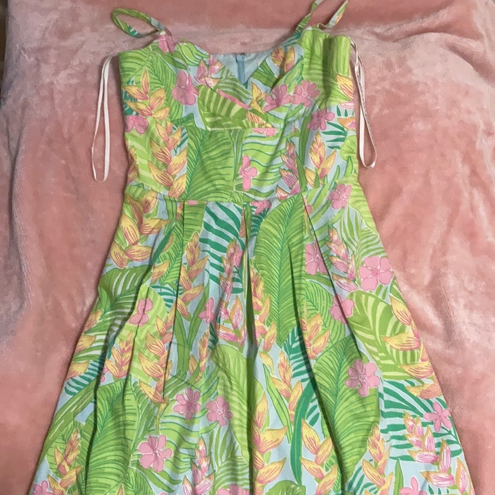 RARE LILLY PULITZER BILLIE SWEATHEART DRESS BOTANICAL BLUE ICE FLORAL NWOT 8